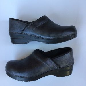 Dansko Black Gray Professional Clog nursing leather Workwear business casual 39